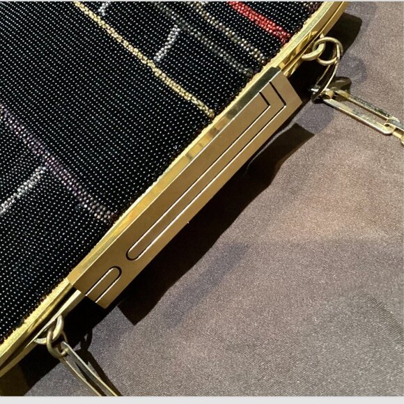 1960s-70s Pierre Cardin Couture Deco beaded purse, gold chain, in perfect shape - Picture 3 of 5